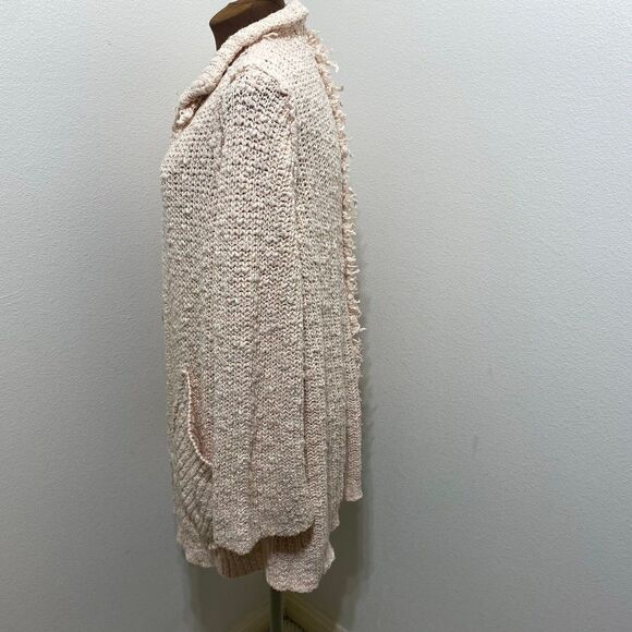 Free People Waterfront Chunky-Knit Long Sleeves Cardigan in Rose Size X-Small - Picture 4 of 9